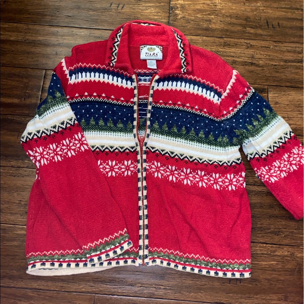 Christmas zip sweater with collar